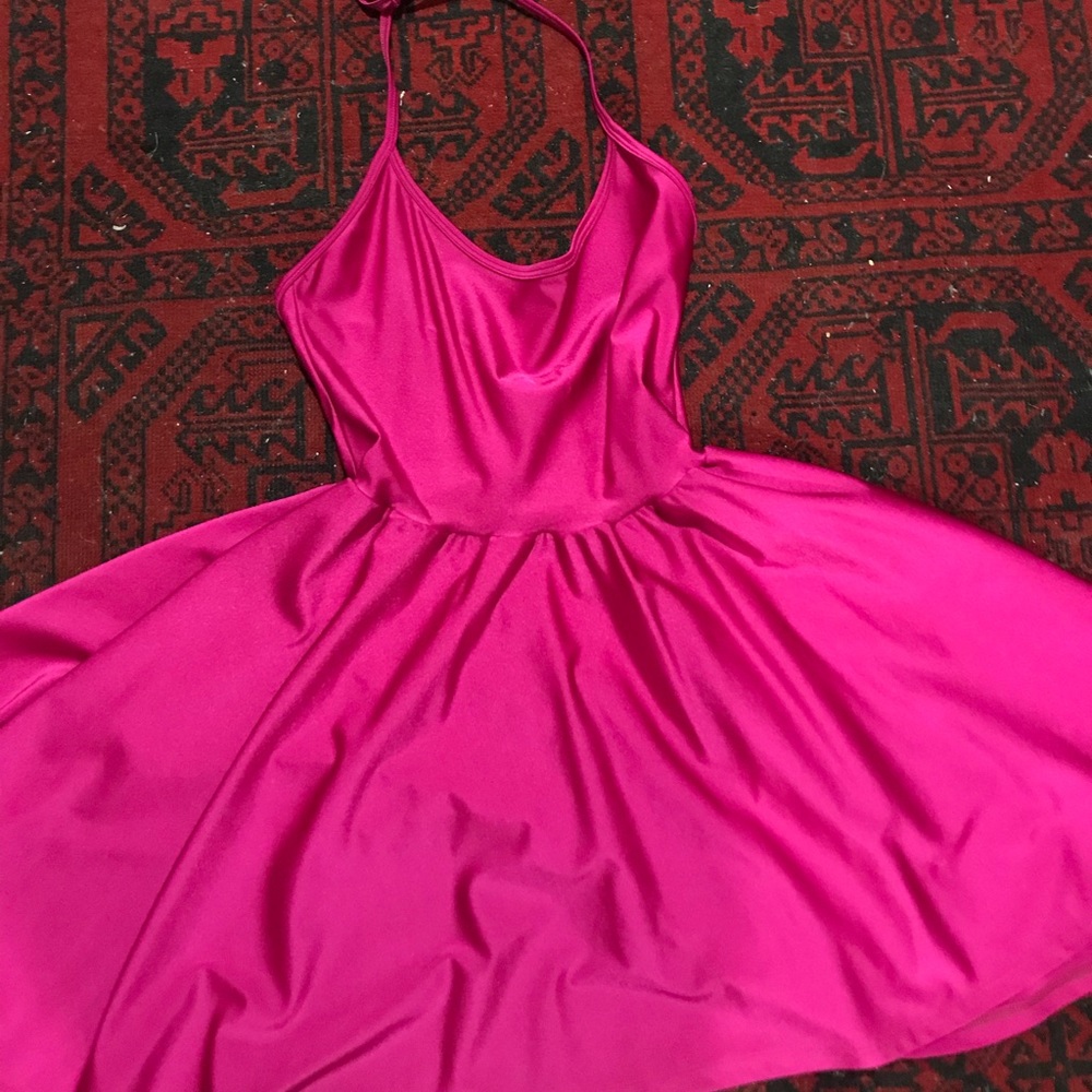 Shiny pink American apparel halter dress